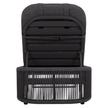 SUNBED XANTION HM6475.01 ALUMINUM-ROPE-OLEFIN FABRIC IN DARK GREY 75x210x92Hcm.