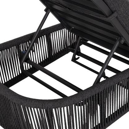 SUNBED XANTION HM6475.01 ALUMINUM-ROPE-OLEFIN FABRIC IN DARK GREY 75x210x92Hcm.