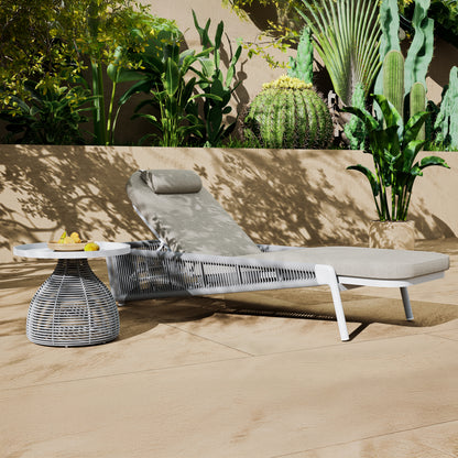 SUNBED XANTION HM6475.02 IVORY ALUMINUM--BEIGE ROPE-OLEFIN FABRIC 75x210x92Hcm.