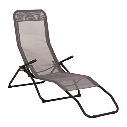 RELAX LOUNGER SWINGSAND HM6553.01 GREY TEXTILENE--BLACK METAL 143x60x94Hcm.
