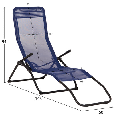 RELAX LOUNGER SWINGSAND HM6553.05 BLUE TEXTILENE--BLACK METAL 143x60x94Hcm.