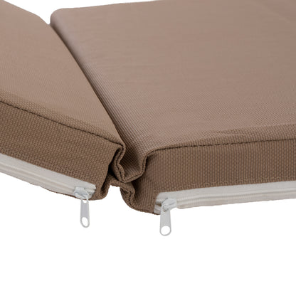 BEACH LOUNGER WITH CUSHION KORINOS HM10775.04T PINE WOOD--TEXTILENE COVER IN MOCHA 79x204x77Hcm.