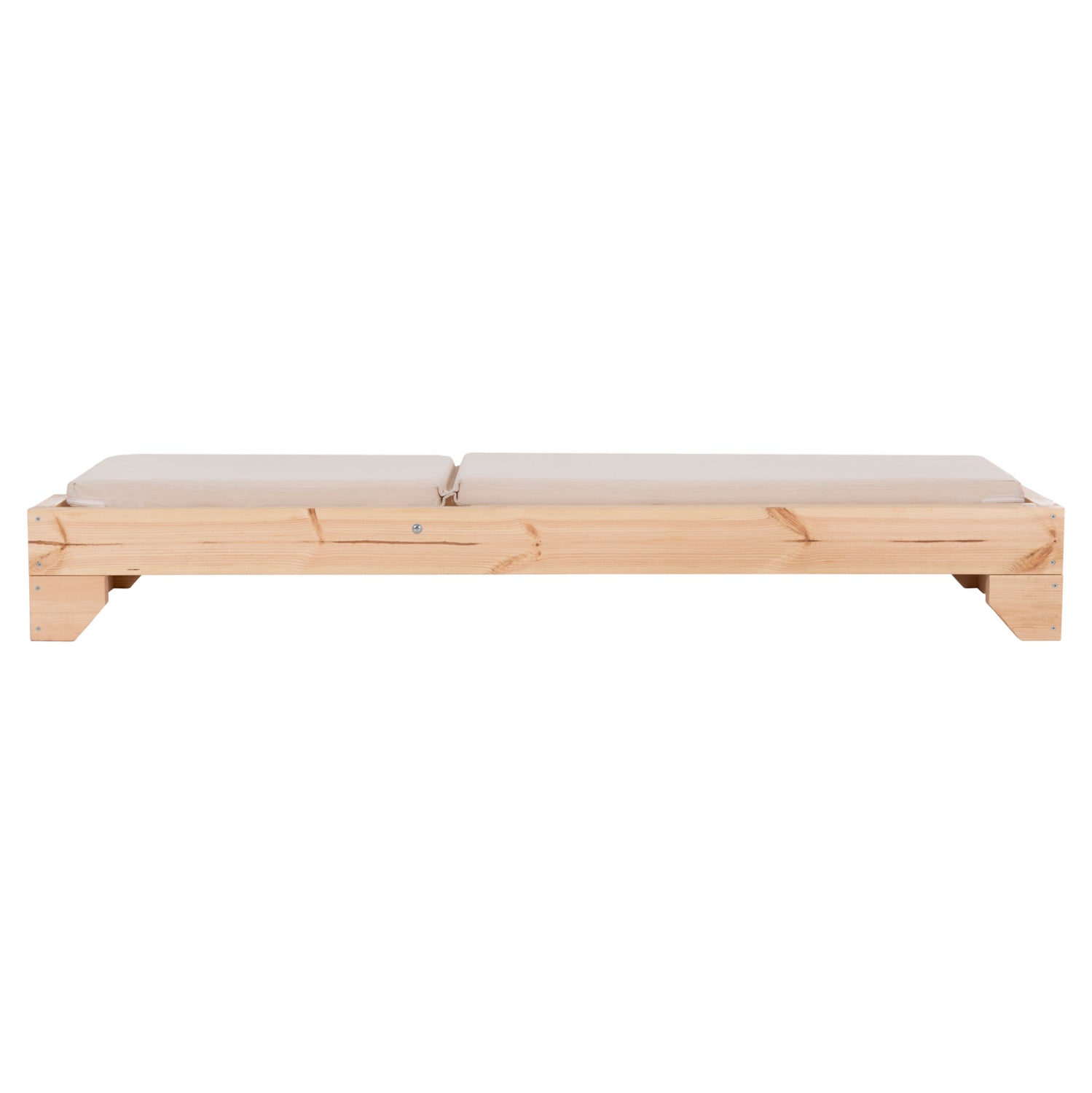 BEACH LOUNGER WITH CUSHION KORINOS HM10775.60T PINE WOOD--TEXTILENE COVER IN BEIGE 79x204x77Hcm
