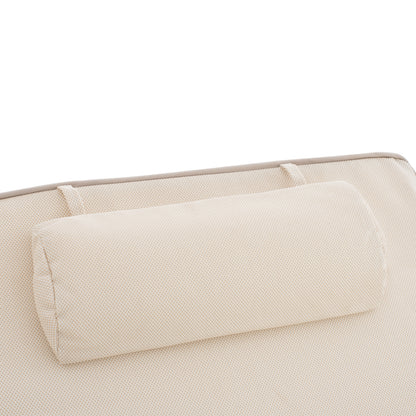 BEACH LOUNGER WITH CUSHION KORINOS HM10776.60T PINE WOOD--TEXTILENE COVER IN CREAM 79x204x77Hcm.