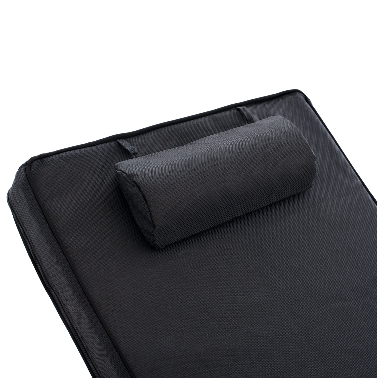 BEACH LOUNGER WITH CUSHION KORINOS HM10776.05T PINE WOOD--TEXTILENE COVER IN BLACK 79x204x77Hcm.