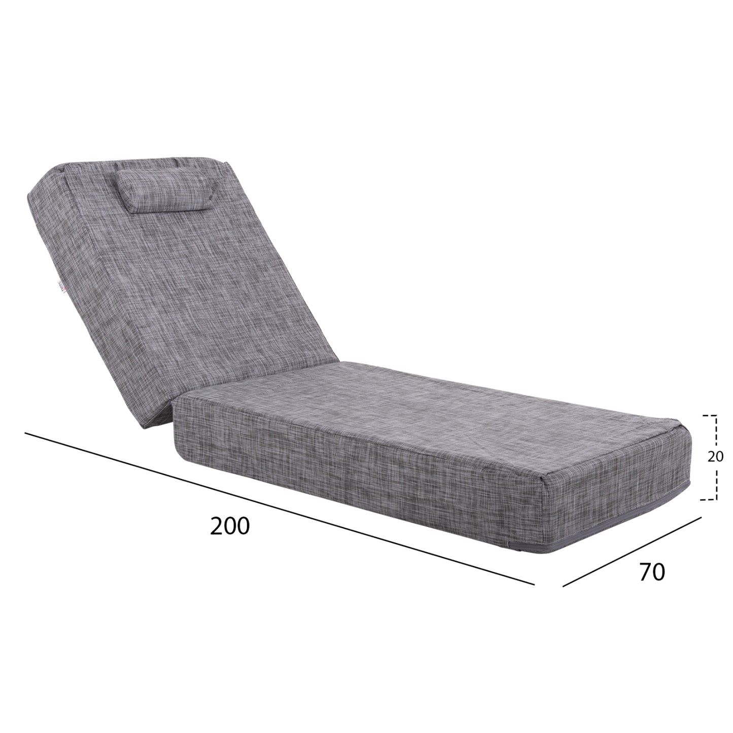 BEACH LOUNGER LOW IKARIA HM10623.05 PINE WOOD IN NATURAL COLOR-GREY TEXTILENE-CUSHION 20cm