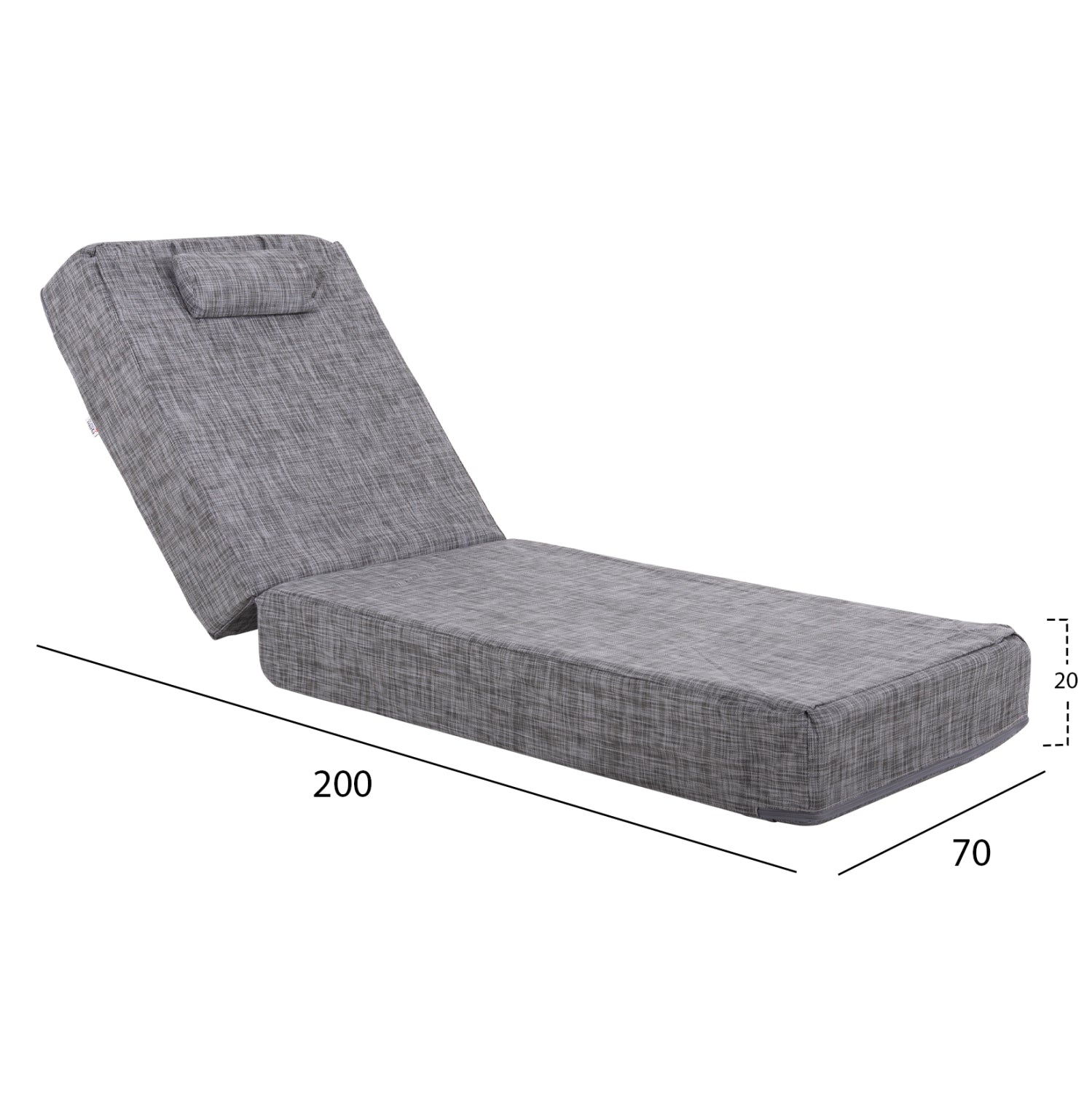 BEACH LOUNGER LOW IKARIA HM10623.05 PINE WOOD IN NATURAL COLOR-GREY TEXTILENE-CUSHION 20cm