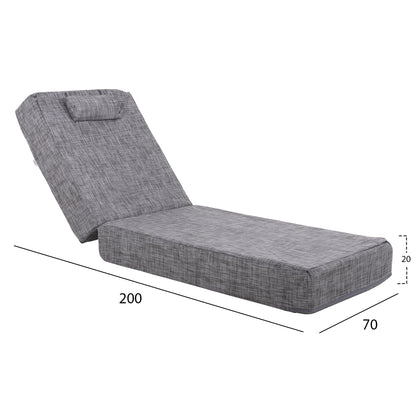 BEACH LOUNGER LOW IKARIA HM10623.05 PINE WOOD IN NATURAL COLOR-GREY TEXTILENE-CUSHION 20cm