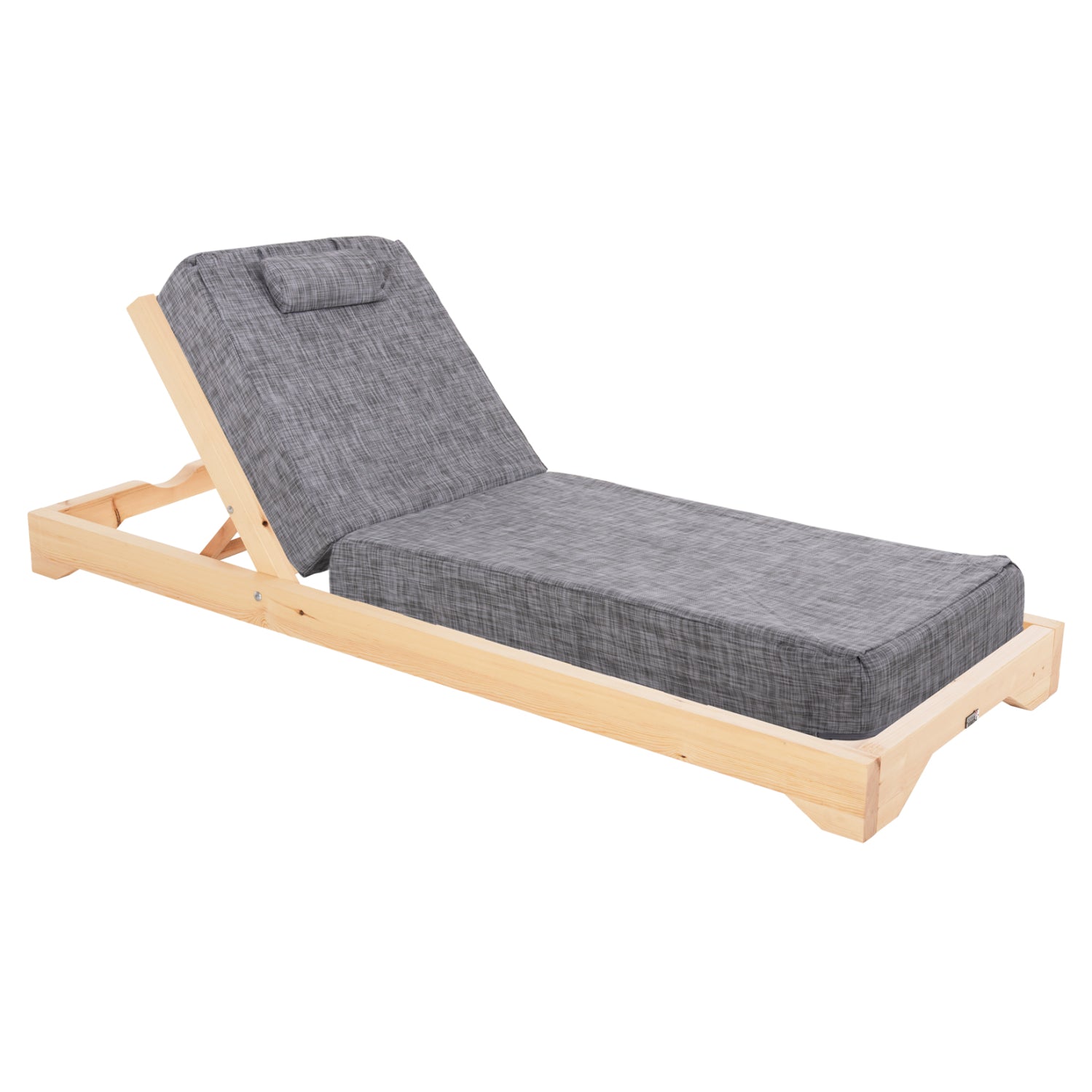 BEACH LOUNGER LOW IKARIA HM10623.05 PINE WOOD IN NATURAL COLOR-GREY TEXTILENE-CUSHION 20cm