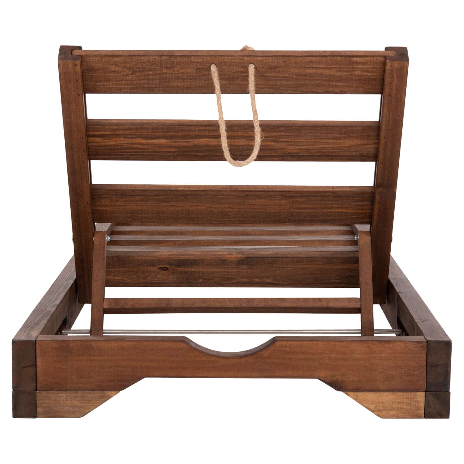 BEACH LOUNGER WITH SHORT LEGS IKARIA HM6107.01 PINE WOOD IN WALNUT COLOR-FRAME ONLY 80x208x100Hcm.