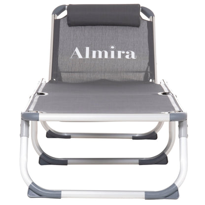 BEACH SUNBED HEAVY DUTY ALUMINUM ALMIRA HM5054.10 GREY TEXTILENE 187x59x78Hcm.