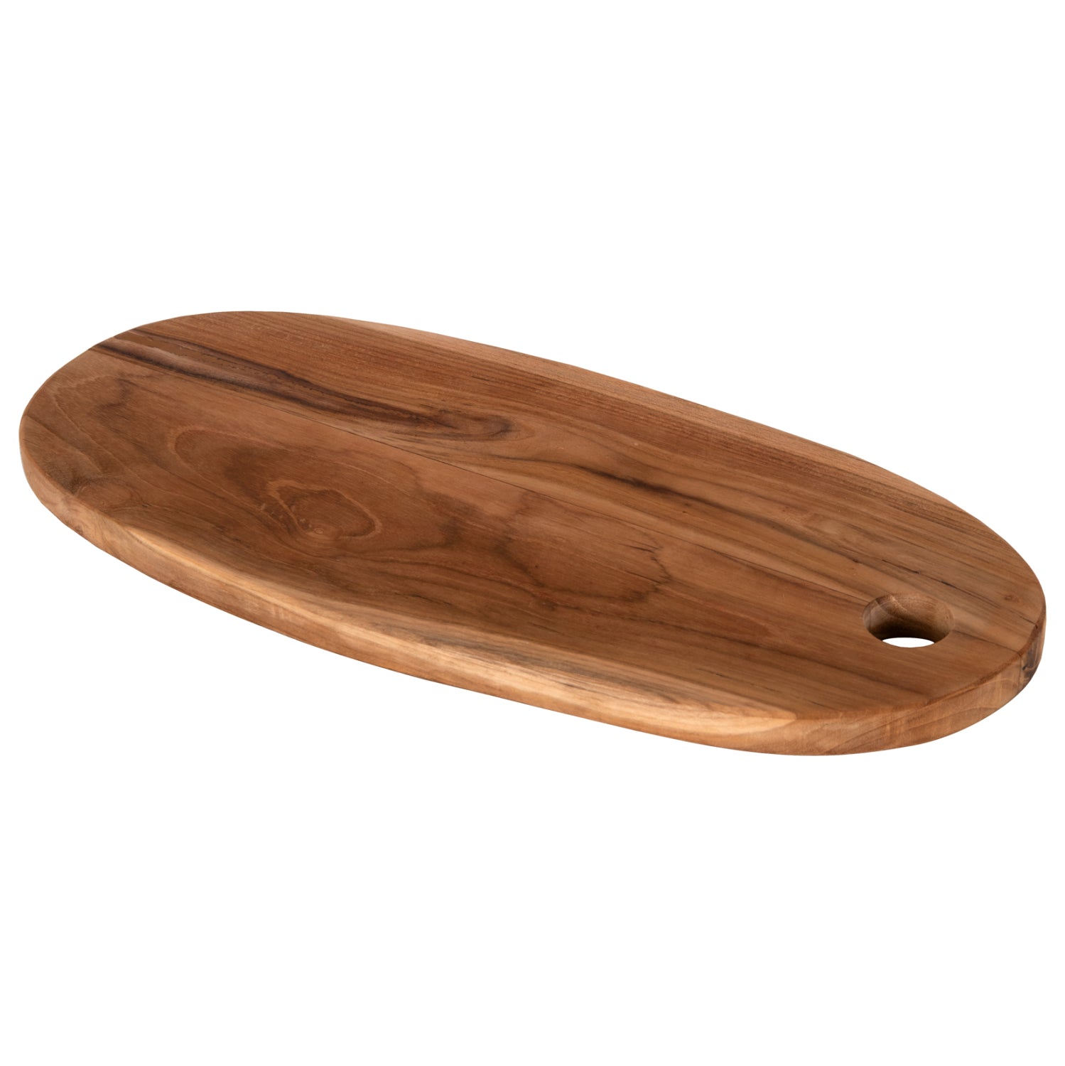 CUTTING BOARD OVAL FOR THE KITCHEN HM4284 TEAK WOOD IN NATURAL-WITH HANGING HOLE 15x41x2H cm.