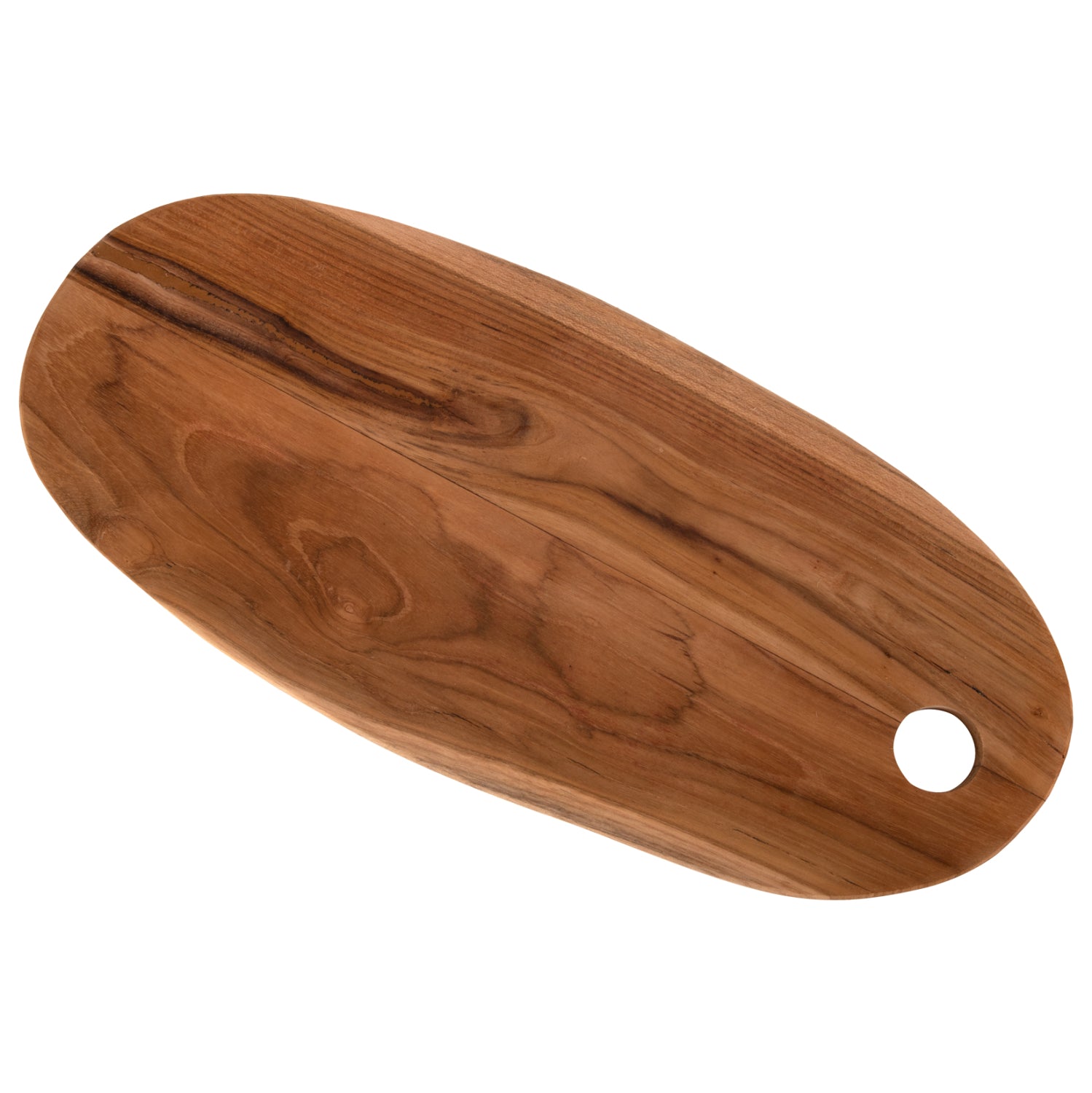 CUTTING BOARD OVAL FOR THE KITCHEN HM4284 TEAK WOOD IN NATURAL-WITH HANGING HOLE 15x41x2H cm.