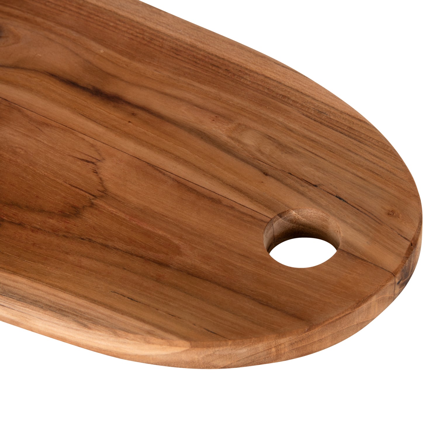 CUTTING BOARD OVAL FOR THE KITCHEN HM4284 TEAK WOOD IN NATURAL-WITH HANGING HOLE 15x41x2H cm.