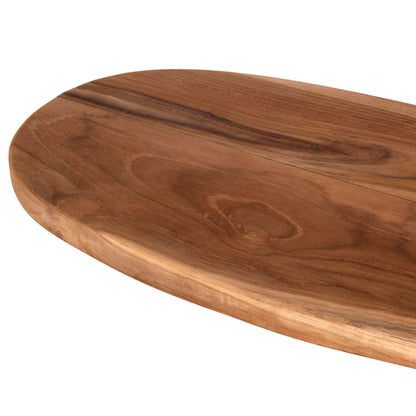 CUTTING BOARD OVAL FOR THE KITCHEN HM4284 TEAK WOOD IN NATURAL-WITH HANGING HOLE 15x41x2H cm.