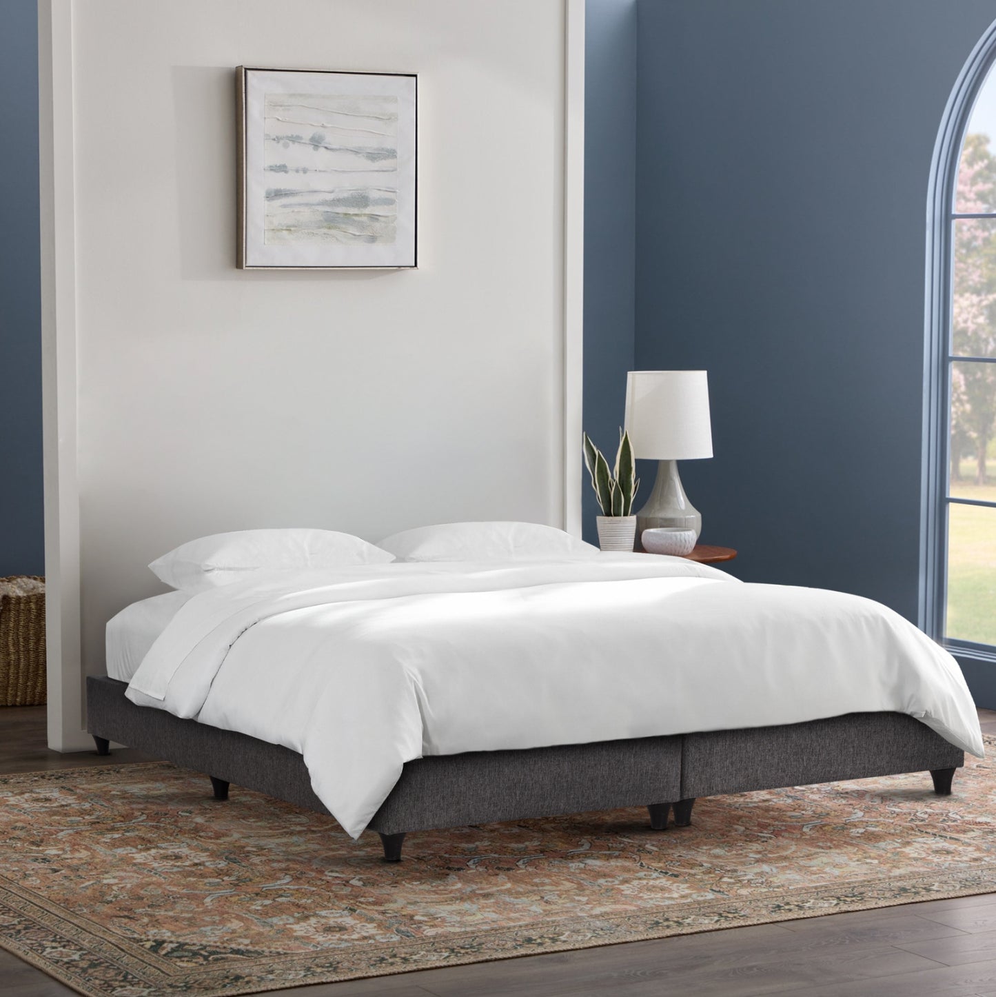 SUBSTRATE EXTRA-DOUBLE BED SIGGY HM21217--GREY FABRIC--FOR MATTRESS 160x200cm.