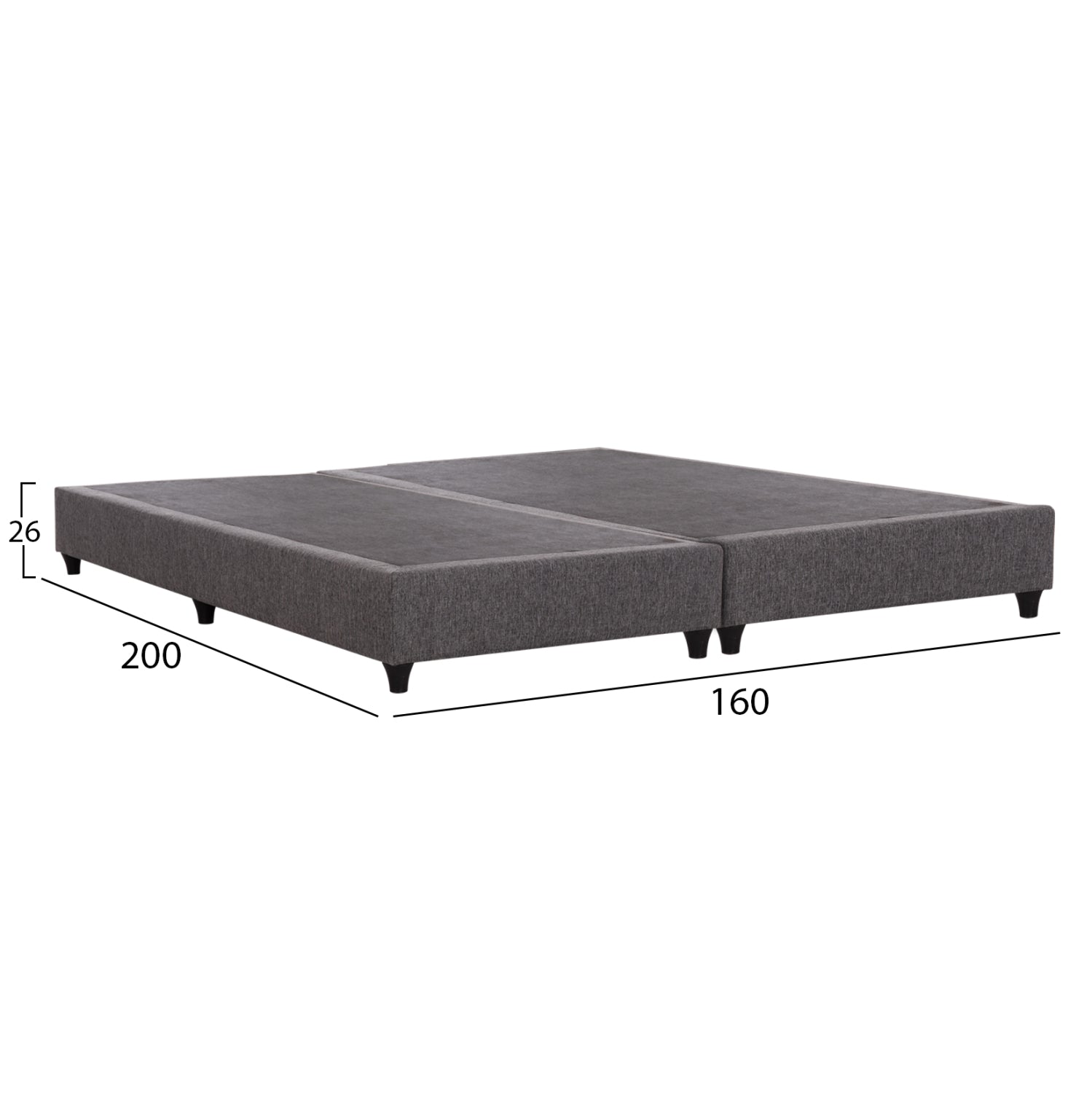 SUBSTRATE EXTRA-DOUBLE BED SIGGY HM21217--GREY FABRIC--FOR MATTRESS 160x200cm.