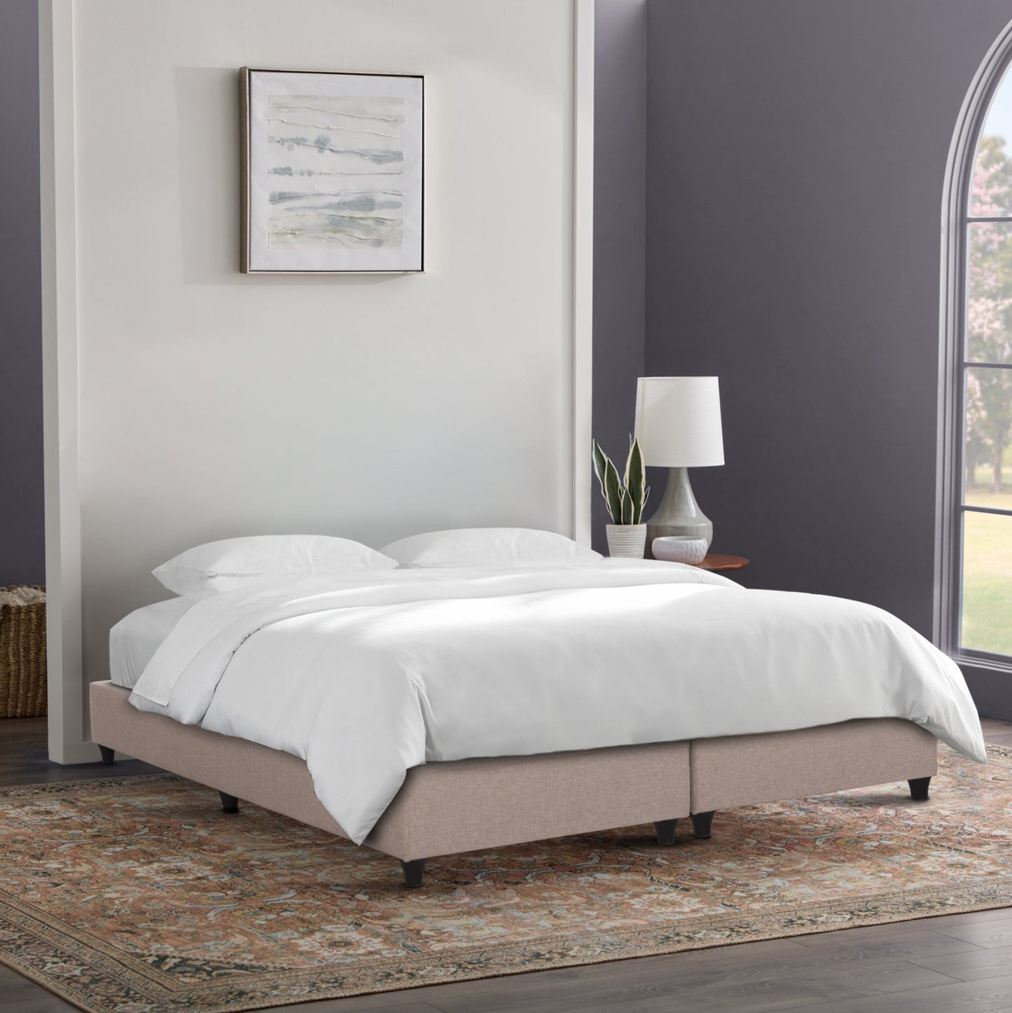 SUBSTRATE EXTRA-DOUBLE BED SIGGY HM21217.01--BEIGE FABRIC--FOR MATTRESS 160x200cm.